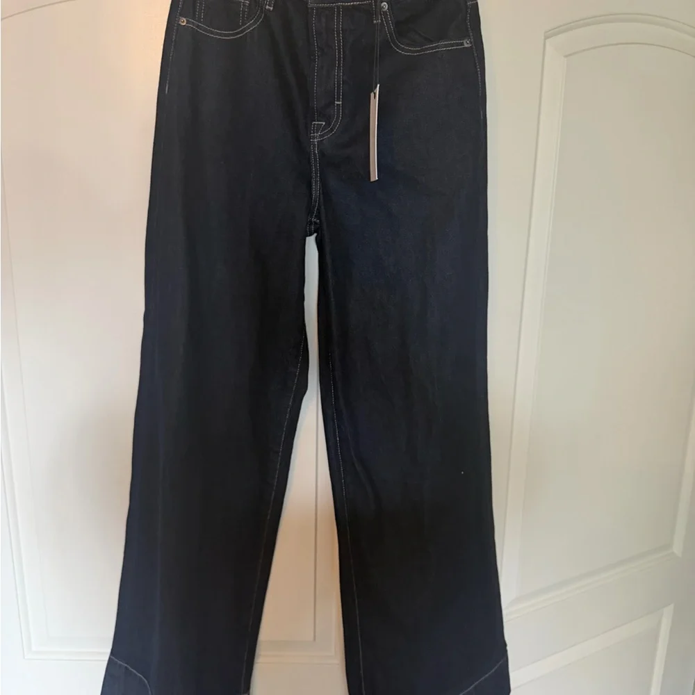 Vici Wide-Leg Dark Blue Jeans - Picture 5 of 7